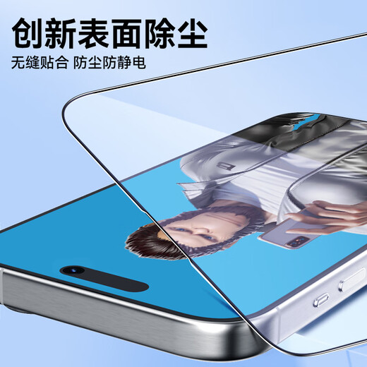 Mr. Blue Ape is suitable for Apple 15pro tempered film, dust-proof and electrostatic mobile phone film, iphone15pro high-definition anti-fingerprint mobile phone, iPhone15pro