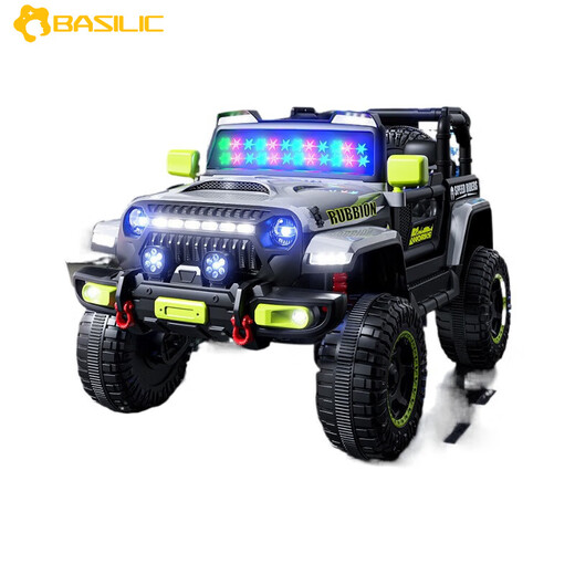 BASILIC children's electric car four-wheel off-road car remote control toy car can seat men and women 1-6 years old baby stroller warrior gray
