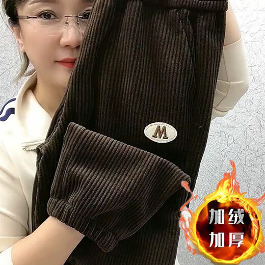 智兜兜灯草绒女裤灯心绒裤女加绒不加绒灯捡漏加绒加厚灯芯绒裤子女秋 9196-芥末绿色(款) 加绒 M