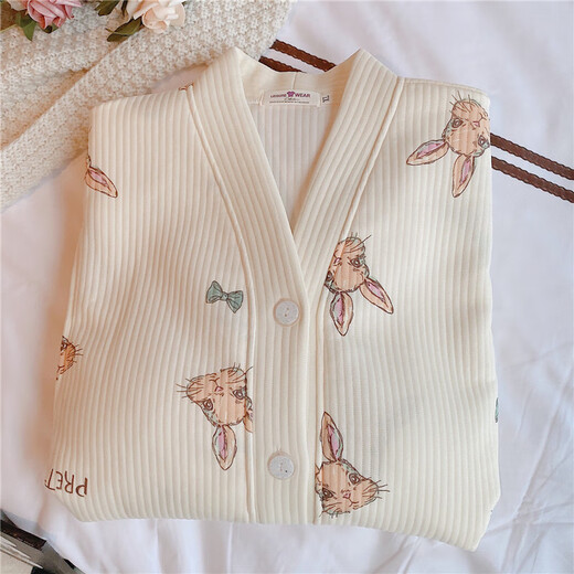 Roumanqi Maternity Nightgown Autumn and Winter Air Cotton Sandwich Postpartum Clothing Thickened Plus Size Maternity Dress Nursing Dress RSY-2687 3XL (Recommended 148-180Jin Jin equals 0.5kg)