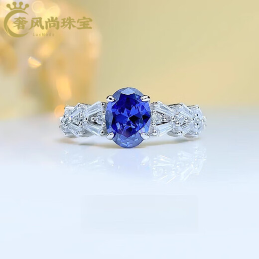 Fat Donglai's same style tanzanite ring fashionable 925 silver denier tanzanite blue inlaid with imported technology high carbon diamond essence tanzanite blue ring No. 5