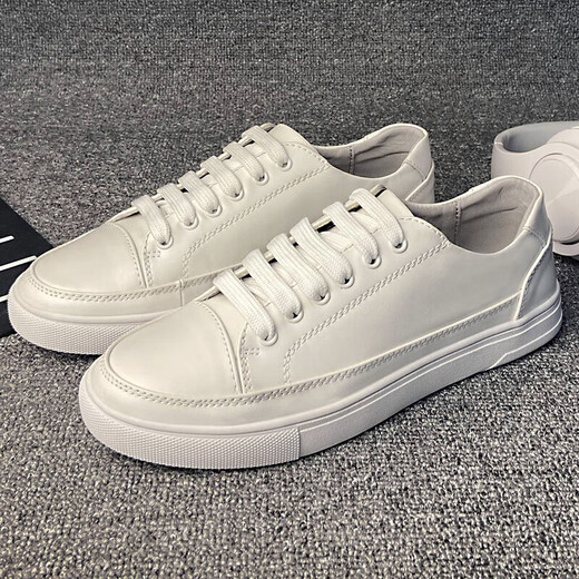 Abay Vielseitiger Anzug weiße Schuhe Herrenschuhe Stoffschuhe Herren lässige Brettschuhe Lederschuhe weiß - Lederoberfläche - 9922 37 [Lederschuhgröße]