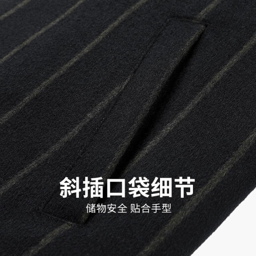 Tanzen mit dem Wolf [Down -Liner] Woll -Revers -Jacke für Männer 2024 Herbst und Winter Neu gestreifte warme Jacke für Männer 1054 Schwarz 001 L (175)