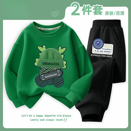 Disney children's clothing boys sweatshirt suit spring and autumn medium-sized children's round neck top 2024 new children's autumn sweatpants H13568 khaki + M13567K khaki 120