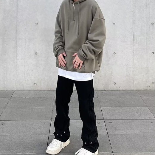 
Black box white American high street jeans men's autumn new work style ins loose slim micro-tender versatile straight trousers WKXS-K691 black XL