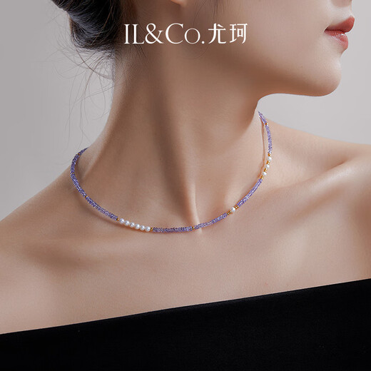 IL&CO Youke Wanlan Yuan S925 Silver Tanzanite Pearl Bracelet Necklace New Chinese Style Jewelry Set for Mom S925 Silver Tanzanite Bracelet