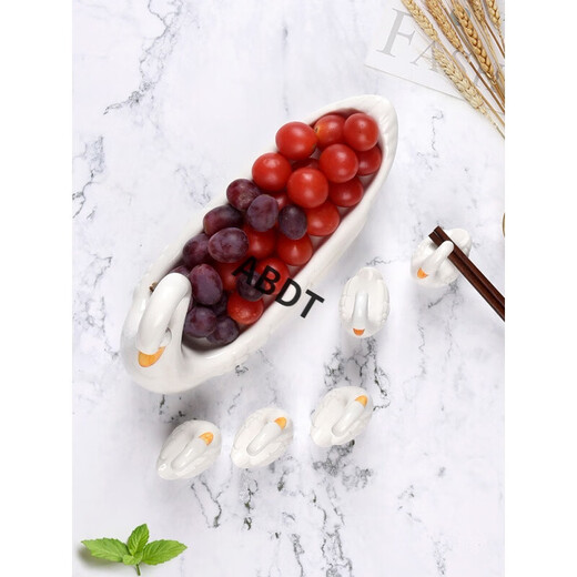 ABDT Japanese creative ceramic swan chopstick holder chopstick holder home hotel hand-painted tableware chopstick holder chopstick holder chopstick pillow set swan chopstick holder set 1