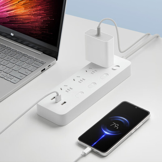 Xiaomi (MI) Mijia four-position four-control power strip/USB socket/socket strip/socket strip/plug strip/plug strip/terminal strip 3 USB interface 2A fast charge independent control total length 2 meters