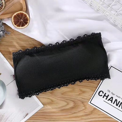 Master Yun strapless underwear for women with small breasts, gathered non-slip bandeau style invisible bra, lace bottoming, anti-exposure, chest-wrapped summer YDS-threaded lace white + black