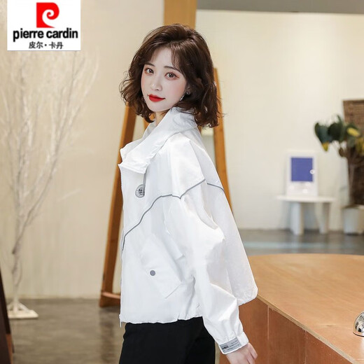 Pierre Cardin Lined 2026 New Spring and Autumn Women's Korean Style Jacket Small Fragrance Fashion Versatile Loose Short Jacket Ins White M Recommended 102Jin Jin equal to 0.5kg or less