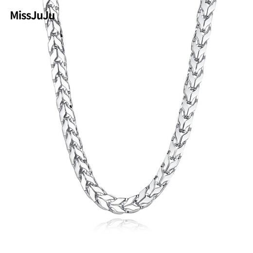 Miss JuJu PT950 platinum necklace men's platinum herringbone chain domineering boss keel snake bone chain thick and wide chain can be customized, weight 40.07g, length 64cm, thickness about 4.5mm