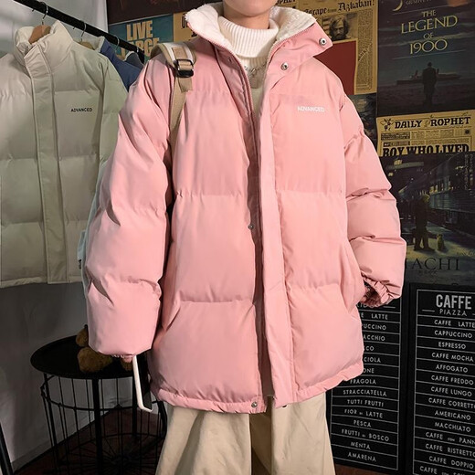 NASALIKE立领羊羔毛外套男冬季加厚痞帅棉衣双面穿棉服韩潮流ins港风棉袄 羊羔毛格子立领双面穿9902 杏色 3XL (关注店铺礼品)