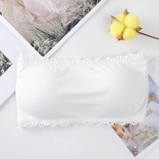 Master Yun strapless underwear for women with small breasts, gathered non-slip bandeau style invisible bra, lace bottoming, anti-exposure, chest-wrapped summer YDS-threaded lace white + black