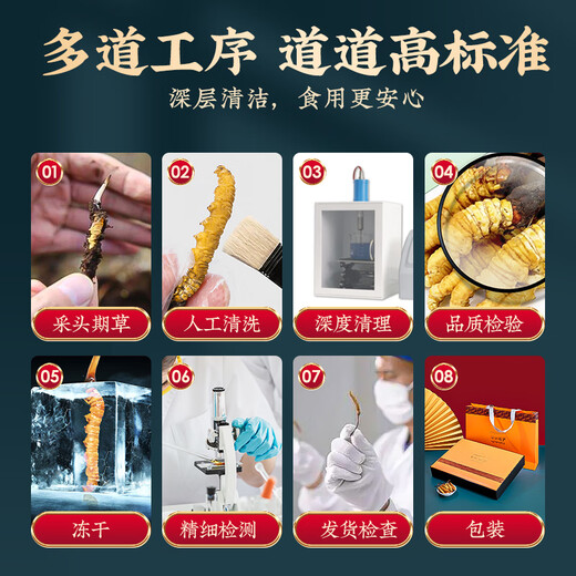 
Tongfu Cordyceps sinensis 2 roots/g 10g 20 roots gift box tonic nutritional supplements gifts for elders
