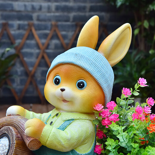 Yimingyuan Garden Decorative Courtyard Ornaments Outdoor Cartoon Rabbit Flowerpot Park Lawn Creative Simulation Animal Landscape Sculpture H20527