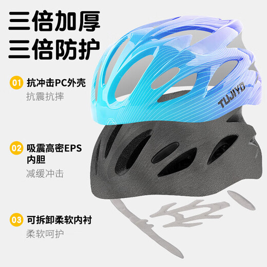 TLXT bicycle children's helmet boy cycling helmet girl bicycle mountain bike hard helmet riding equipment Gradient blue helmet [head circumference 50-58cm] single size