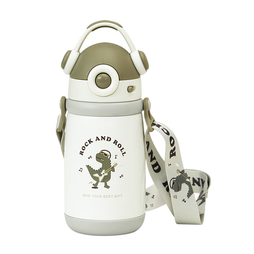 [80% new] BEIE Musician Baby Outdoor Toy Cup 1 Year Old + Children's Strap Cup Strap 440ml Green Dinosaur Children's Gift