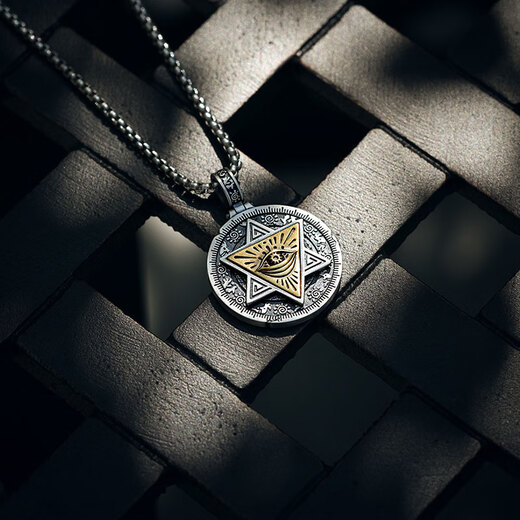 Mingyang Decorative Sea 925 Silver Horus Eye of God Necklace Men's Pendant Trendy Versatile Retro Original Rotatable Accessory Silver Pendant + Steel Chain (60CM)