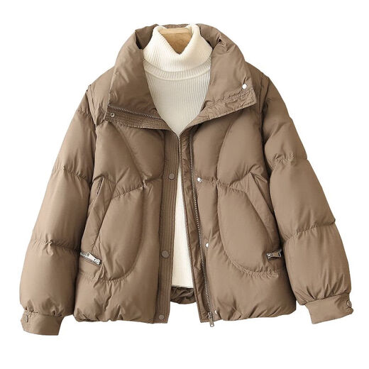 Pierre Cardin brand small short down jacket women's casual fashion 2024 winter new bread jacket women's new national standard off-white three-proof fabric new national standard XL recommended 116-130 Jin Jin equals 0.5 kg three-proof fabric