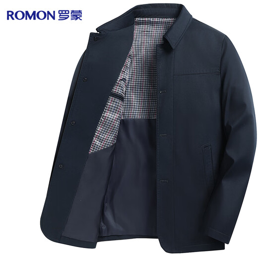 Romon 100% cotton jacket men's young and middle-aged spring and autumn coat work wear casual lapel dad wear men's jacket