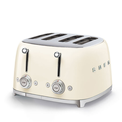 SMEG Italian retro toaster toaster sandwich breakfast machine toaster multi-functional household 6-speed baking TSF03 milk white (four-piece)