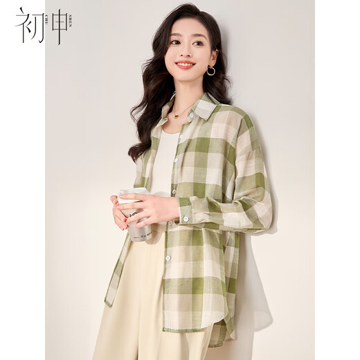 First application thin plaid shirt women's long-sleeved Korean style loose shirt casual top air-conditioning shirt jacket SW26A11
