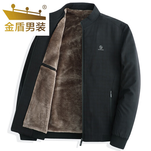 
Gold Shield (JINDUN) plus velvet jacket for men in autumn and winter 2024 new style middle-aged and elderly dad thick warm jacket casual top blue [N9903R plus cotton] 175/L
