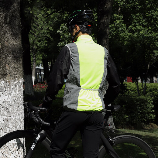 Customized reflective clothing safety vest fluorescent vest waistcoat outdoor sports cycling running fishing riding clothing fluorescent green high-brightness reflective M