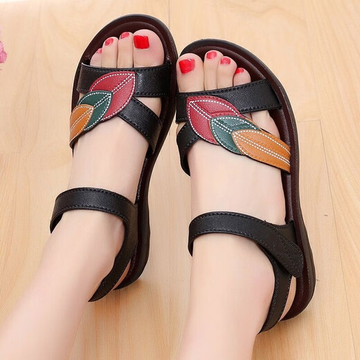 
[Home] Sandals with shit-like feel, summer thick-soled sandals, fashionable, high-thickened, non-slip outdoor trendy women's sandals)'5 home/718] Black 38 [only one size smaller]