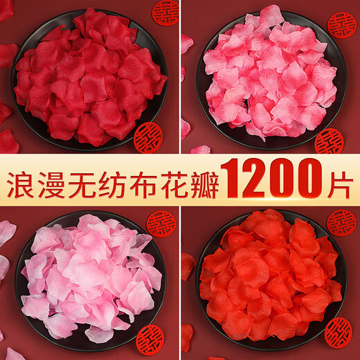 Kind and auspicious flower petals hand-spreading flowers for confession and proposal rose petals decoration romantic arrangement wedding wedding event atmosphere flower scattering red_simulated petals 1200 pieces 1 piece
