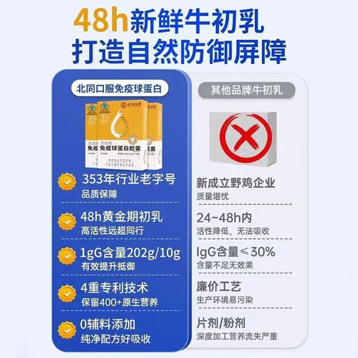 北京同仁堂苏邦金初乳牌牛初乳胶囊免疫球蛋白 两瓶 一瓶