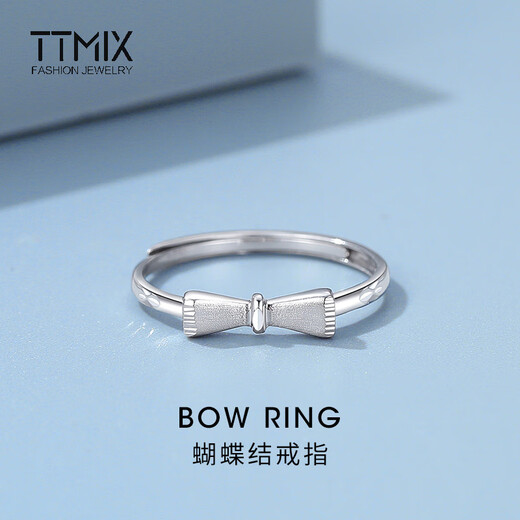 TTMIX platinum bow ring for women PT950 plain ring adjustable platinum wedding ring for girlfriend 1.7-1.9g