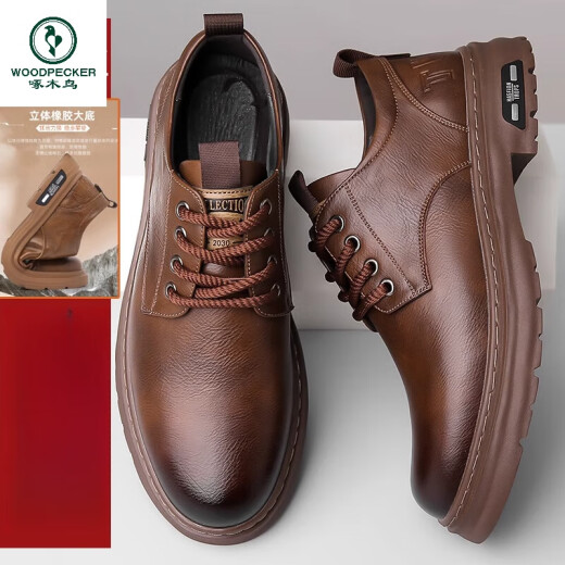 Zapatos de cuero de carpintero de carpintería 2024 NUEVOS NEGOCIOS DE AUTORMA Casco Casual Shoes British Style British Retro Soft Sole Low Top Martin Boots 9633 Brown 39