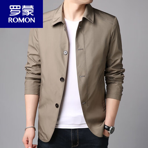 Veste exécutive Romon 2025 Nouvelle veste de printemps et d'automne pour hommes veste pour hommes d'âge intermédiaire Vestes décontractés de top papa large bouton bleu marine bleu xl 180 suggestions 135-150jin [Jin est égal à 0,5 kg]
