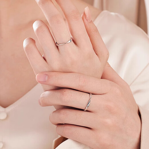 Fanci (Fanci) PT950 Mobius platinum couple rings, birthday confession gift for girlfriend, single men's ring, large size (18-24 adjustable)