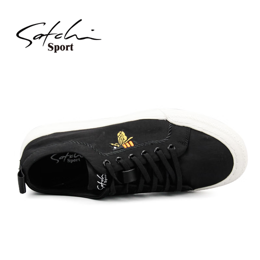 Shachi sports canvas shoes men's autumn casual shoes embroidered soft sole breathable lightweight trendy lace-up shoes men black S1231032A 42