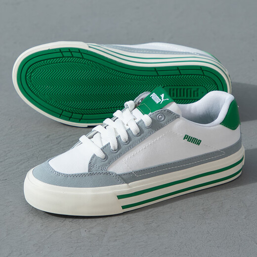 Puma Puma Herrenschuhe Frauenschuhe Leinwandschuhe Sommer neuer Stil kleine weiße Schuhe Leichte atmungsaktive vulkanisierte untere Top-Schuhe Casual Schuhe 395020-06/Puma weiß-grün-mediumgrau 39 39