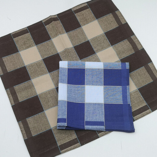 Duoyin men's cotton handkerchief old-fashioned cotton soft sweat-absorbent towel thin handkerchief plaid old man random color (3 pieces) [30*30 size]