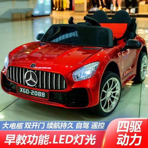 WORK BABY children's electric car double four-wheel remote control car baby toy car can seat men, women and children four-wheel drive charging car painted red + dual drive + soft seat + hard wheels + full function