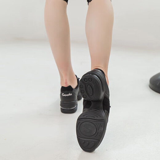 Sansha Moderne Tanzschuhe Jazz Tanz weicher alleiner atmungsaktiver Leder Square Dance Schuhe H166LPI Schwarz 38