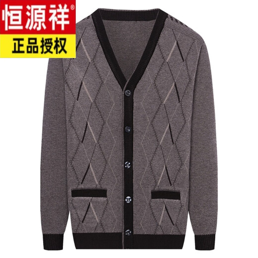 Hengyuanxiang осенний и зимний кардиганский свитер, кардиган, мужской кардиган V-образный вырез, зимний мужской теплый вязаный свитер, Color Color 1602 XS 175 (рекомендуется 140-160JIN [JIN равен 0,5 кг]))