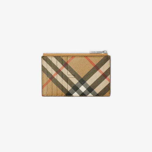 博柏利（BURBERRY）【经典之作系列】格纹拉链卡片夹卡包