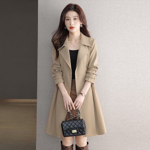 Cypress House mit mittlerer Länge Windbrecher 2025 Herbst Neue Frauenkleidung Ausschnitt Temperament Pendler Lose Jacke