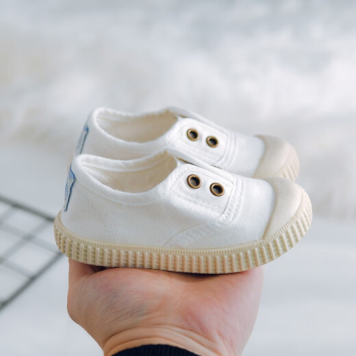 TOPSTAR children's canvas shoes boys and girls kindergarten white shoes indoor shoes soft sole baby shoes 5032 milk white 31 inner length 195mm foot length 175-185mm
