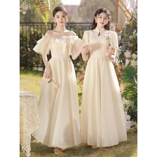 馨瑞缘（XINRUIYUAN）生日礼服女成人礼端庄平时可穿香槟色伴娘服毕业2025新款夏季 香槟色长D款 M 均码