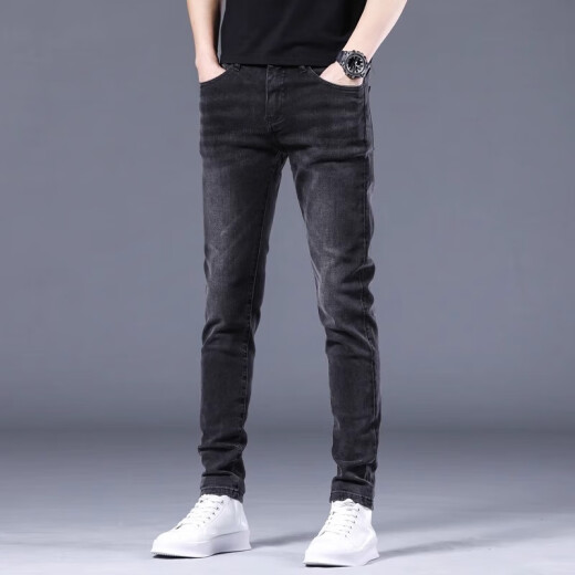 Lee Cooper Jeans transpirables de alta gama para hombres Versión coreana delgada Corea de alta gama Bosques largos Long Long Style y otoño 1049 Gray 28