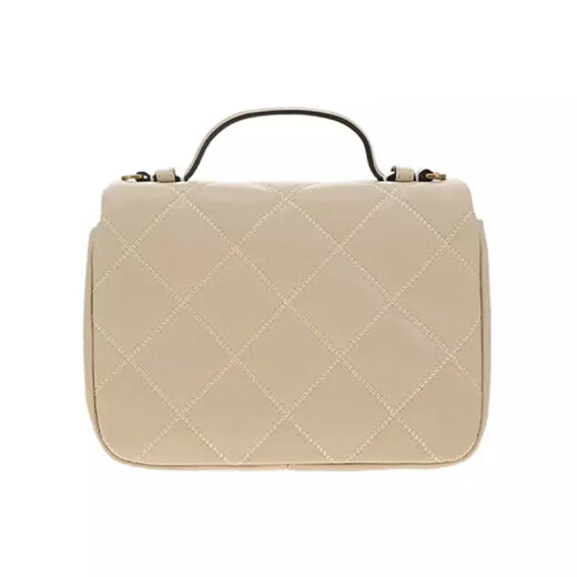 
TORY BURCH TB Women's Bag Sheepskin Willa Series Diamond-shaped Checkered One-Shoulder Crossbody Handbag Small 21cm Cream White 153399-724
