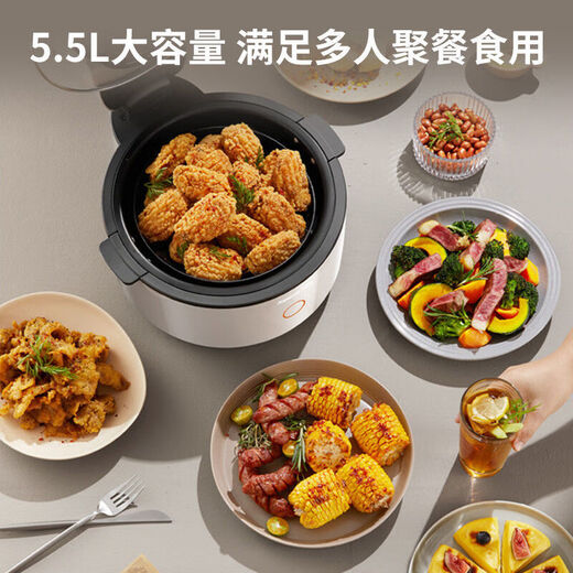 Jiuyang Air Fryer KL55-VF739 No need to flip the household intelligent multi-functional visual body steaming, baking and frying machine VF736 [Dun Ash] 5.5L