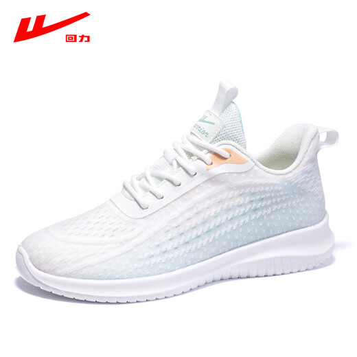 回力女鞋夏季透气网面鞋女百搭休闲运动鞋女舒适健步鞋子女 白绿38