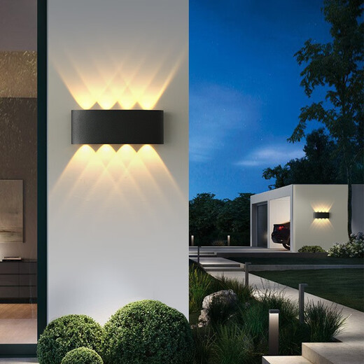 Yilin outdoor wall light up and down light-emitting exterior wall light minimalist led outdoor lighting double-head courtyard waterproof wall light B15-2W three-color dimming W+WW